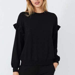 Monrow SUPERSOFT RUFFLE SWEATSHIRT faded Black M